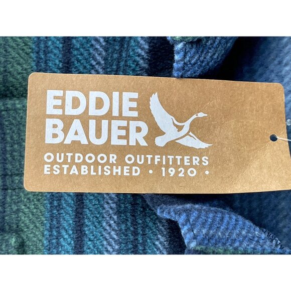 Eddie Bauer Mens Fast Fleece Shirt Large Striped Blue Green Long Sleeve Button - Picture 9 of 11